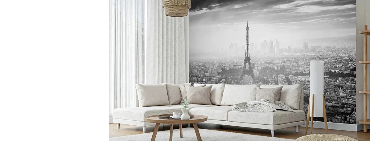 black and white eiffel tower landcape wallpaper